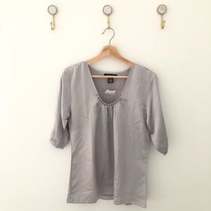 SYDNEY TYLER silver grey beaded dressy top sz 6